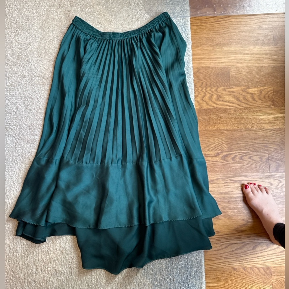 Club Monaco Teal Pleated Midi Skirt